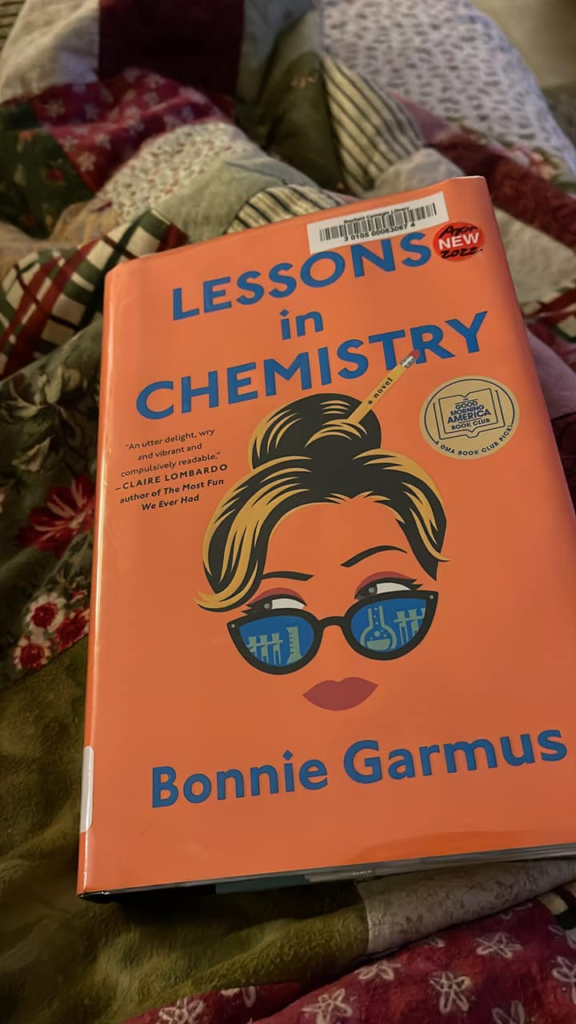 The book Lessons in Chemistry lying on a bed